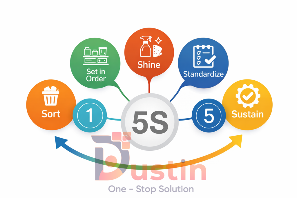 5S trong doanh nghiệp sản xuất – tổ chức dây chuyền gọn gàng
